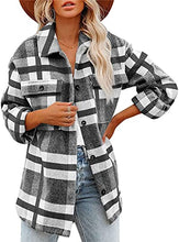 Load image into Gallery viewer, FCSONU Women&#39;s Flannel Plaid Shirts Long Sleeve Shacket Jacket Button Down Winter Coats with Pockets Green
