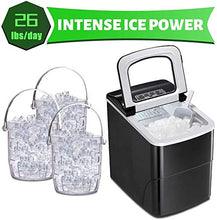 Load image into Gallery viewer, AGLUCKY Countertop Ice Maker Machine, Portable Ice Makers Countertop, Make 26 lbs ice in 24 hrs,Ice Cube Rready in 6-8 Mins with Ice Scoop and Basket (Black)

