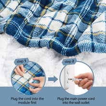 Load image into Gallery viewer, OCTROT Heated Blanket Electric Throw, Heating Blanket with 10 Heating Levels &amp; 8 Hours Auto Off, Thick Soft Fuzzy Heat Blanket Sherpa Flannel Plush Checkered Plaid Blanket for Couch, 50x60 inch Blue
