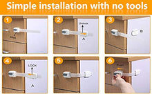 Load image into Gallery viewer, 12 Pack Vmaisi Multi-Use Adhesive Straps Locks - Childproofing Baby Proofing Cabinet Latches for Drawers, Fridge, Dishwasher, Toilet Seat, Cupboard, Oven,Trash Can, No Drilling (White) (12)
