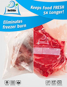 11" x 25' Rolls (Fits Inside Machine) - 4 Pack (100 feet total) OutOfAir Vacuum Sealer Rolls. Works with FoodSaver Vacuum Sealers. 33% Thicker, BPA Free, Sous Vide, Commercial Grade