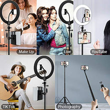 Load image into Gallery viewer, 12-inch Selfie Ring Light, Selfie Stick Tripod 76.8-inch Expandable, Tablet Holder Mobile Phone Holder 3 Light Modes, for Makeup/Photography/YouTube/Vlog/TIK Tok/Live/Streaming with Bluetooth Shutter
