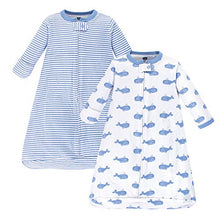 Load image into Gallery viewer, Hudson Baby unisex baby Cotton Long-Sleeve Sleeping Bag, Sack, Wearable Blanket, Blue Whales, 0-3 Month US
