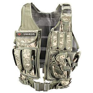 YAKEDA Tactical Vest Outdoor Ultra-Light Breathable Combat Training Vest Adjustable for Adults (ACU Camou)