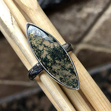 Load image into Gallery viewer, Natural Green Moss Agate 925 Solid Sterling Silver Ring Size 9
