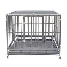 Load image into Gallery viewer, Polar Aurora Pet Dog Cage Heavy Duty Strong Metal Crate Kennel Playpen w/Lockable 4 Wheels&amp;Tray (42, Grey)
