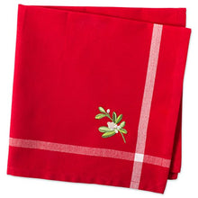 Load image into Gallery viewer, DII Embroidered Corner Christmas &amp; Holiday Tabletop Collection, Napkin Set, Mistletoe 6 Piece
