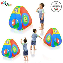 Load image into Gallery viewer, Hide N Side 5pc Kids Ball Pit Tents and Tunnels, Toddler Jungle Gym Play Tent with Play Crawl Tunnel Toy, for Boys Babies Infants Children, Indoor Outdoor Gift, Target Game w/ 4 Dart Balls
