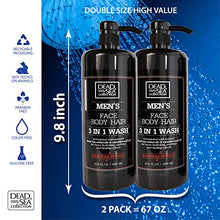 Load image into Gallery viewer, Dead Sea Collection Men’s Body Wash - Pack of 2 (67.6 Fl. Oz) - Sandalwood 3 in 1 Body Wash for Men - Face Wash for Men with Shower Gel for Men and Shampoo for Men to Keeping You Feeling Fresh &amp; Cool
