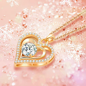 Capirosa Forever Love Heart Birthstone Pendant Necklaces for Women 925 Sterling Silver Rose Gold Fine Jewelry Gifts for Wife Girlfriend Her Mom for Anniversary Birthday