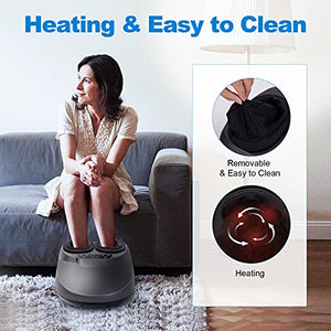 Foot Massager with Heat, MUJERBAY Shiatsu Foot Massager Machine, Full-Cover Air Compression Deep Kneading Foot Massager, for Plantar Fasciitis Feet Massager, Fit Up to Size 12 masajeador de pies