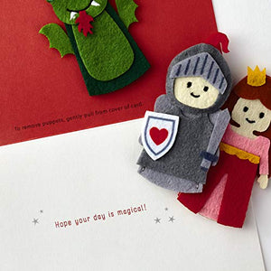 Hallmark Signature Valentine's Day Card for Kids with Finger Puppets (Princess, Knight, Dragon)