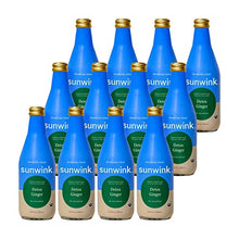 Load image into Gallery viewer, Sunwink Detox Ginger Sparkling Tonic 12 Pack | Organic, non-alcoholic drink with plant-based ingredients for relaxation and digestion support | (12 oz)
