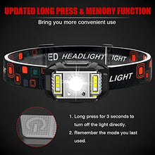 Load image into Gallery viewer, Headlamp Rechargeable, JNDFOFC 1200 Lumen Super Bright Motion Sensor LED Head Lamp flashlight, 2 PACK Waterproof Headlight with White Red Light,14 Modes Head Lights for Outdoor Camping Fishing Running
