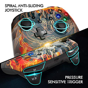 REDSTORM Pro Controller for Switch, Bluetooth Wireless Gamepad Joystick Joypad, Turbo / Dual Vibration / 6-Axis Motion Control, Compatible with Switch / Switch Lite / Switch OLED Consoles, Red Dragon