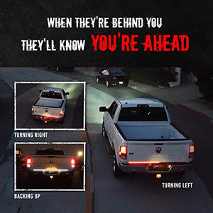 OPT7 60" Redline LED Tailgate Light Bar - TriCore LED - Weatherproof Rigid Aluminum No-Drill Install - Full Featured Reverse Running Brake Turn Signal