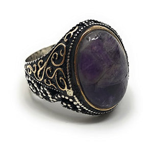 KAR 925K Stamped Sterling Silver Amethyst Men's Ring I1F (12)