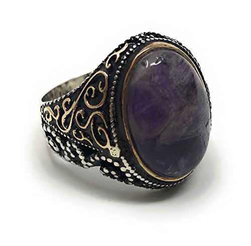 KAR 925K Stamped Sterling Silver Amethyst Men's Ring I1F (12)