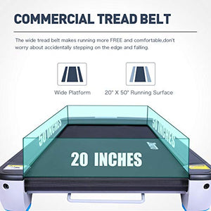 Folding Treadmill Electric Motorized Running Machine 20'' Wide Tread Belt w/Incline LCD Display and Cup Holder Easy Assembly