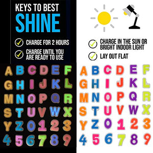 PartyFUN 72PCS Letters Shoes Charms GLOW IN THE DARK Shoes Charms for Clog Shoes & Wristband Bracelet Party Gifts