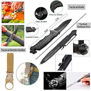 Emergency Survival Kit 37 in 1, Survival Gear Tool Kit SOS Survival Tool Emergency Blanket Tactical Pen Flashlight Pliers Wire Saw for Wilderness Camping Hiking First Aid Survival Kit for Earthquake
