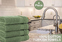 Load image into Gallery viewer, Luxury Turkish Cotton Washcloths for Easy Care, Extra Soft &amp; Absorbent, Fingertip Towels, 4 Pack Washcloth Set by United Home Textile, Sage Green
