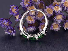 Load image into Gallery viewer, 4x5mm Oval Cut Natural Green Tsavorite Solid 14k White Gold Diamond Wedding Band Stacking Engagement Ring Women Men Anniversary Gift Promise Bridal Set
