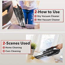 Load image into Gallery viewer, Whall Handheld Vacuum Cordless, High Power 8000PA, Hand Vacuum Cleaner with Lightweight, Portable Vacuum, Mini Dry/Wet Car Vacuum with LED Light, Hand Held Vacuum Cleaner 2200mAh Battery
