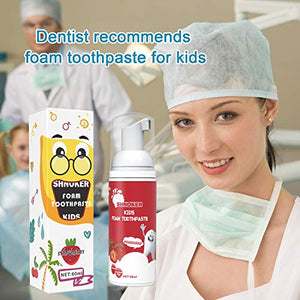 Kids Foam Toothpaste with Strawberry Flavor, Fluoride Free Natural Formula, Foam Toothpaste for Electric Toothbrush (60ml)(1 Pack)