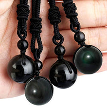 Load image into Gallery viewer, Nupuyai Round Polished Stone Necklace for Unisex, Healing Crystals Lucky Blessing Chakra Beads Stone Pendant for Women and Men Adjustable
