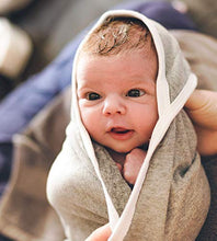 Load image into Gallery viewer, Burt's Bees Baby - Hooded Towels, Absorbent Knit Terry, Super Soft Single Ply, 100% Organic Cotton (Honey Bee/Grey, 2-Pack)

