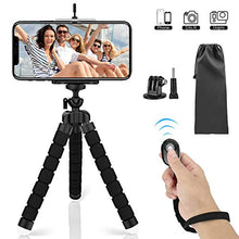 Load image into Gallery viewer, Mini Phone Tripod, SYOSIN Phone Camera Tripod Mount with Bluetooth Control and Universal Clip, 360° Rotating Flexible Tripod Stand Holder for Smartphone, Camera and GoPro
