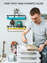 Load image into Gallery viewer, AMADA HOMEFURNISHING Floating Shelves, Bathroom Shelf with Towel Bar, Wall Shelves for Bathroom/Living Room/Kitchen/Bedroom, Light Brown Shelves 2 Sets - AMFS01
