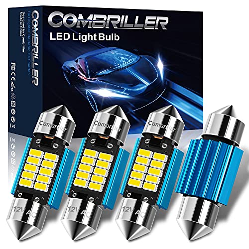 Combriller DE3175 Led Bulb DE3021 DE3022 Led Festoon Bulb 31MM Led Bulb 6500K White Super Bright, Canbus Error Free Festoon Led Bulb For Interior Dome Light, Map Light, License Plate Lights, Pack Of 4