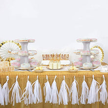 Load image into Gallery viewer, 2 Set White And Gold 3-Tier Round Cardboard Cupcake Stand for 24 Cupcakes Perfect for Oh Baby Bridal Shower Birthday Party Supplies (White)
