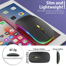 Load image into Gallery viewer, 【Upgrade】 LED Wireless Mouse, Rechargeable Slim Silent Mouse 2.4G Portable Mobile Optical Office Mouse with USB &amp; Type-c Receiver, 3 Adjustable DPI for Notebook, PC, Laptop, Computer, Desktop (Black)
