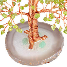 Load image into Gallery viewer, mookaitedecor Peridot Crystal Tree Tumbled Stones, Geode Agate Slices Base Money Tree Decoration for Wealth and Luck 5"-6"

