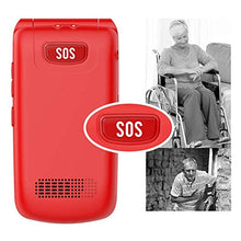 Load image into Gallery viewer, Ushining Flip Phone Unlocked SOS Button Dual Card Dual Standby 2G T-Mobile Flip Phone Large Button Large Volume Easy to Use Senior Phone (Red)
