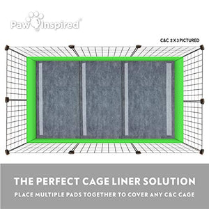 Paw Inspired Disposable Guinea Pig Cage Liners | Bamboo Charcoal Odor Controlling | Super Absorbent Liners Pee Pads for Ferrets, Rabbits, Hamsters, and Small Animals (17” x 27” (C&C 2 x 1), 8 Count)