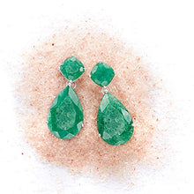 Load image into Gallery viewer, Ross-Simons 19.20 ct. t.w. Emerald Drop Earrings in Sterling Silver
