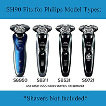 Load image into Gallery viewer, SH90 Replacement Heads for Philips Norelco Shaver 9000 Series, S8950,SW9700,SW6700,9000 Shaver Replacement Blades Sh90/70 Electric Razor Replace for Men,3 Pack &amp; a Brush
