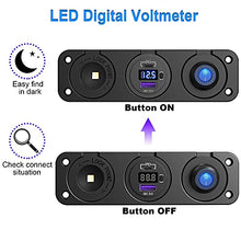 Load image into Gallery viewer, Cigarette Lighter Socket Panel, Qidoe PD3.0 &amp; QC3.0 48W USB C Car Charger and DC 250W Lighter Socket Waterproof Rocker Toggle Switch 12V/24V USB Outlet Panel for Car, RV, Marine, Boat, Camper, Truck
