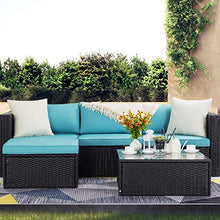 Load image into Gallery viewer, VITESSE 5 Pieces Patio Furniture Sectional Sets, Outdoor All-Weather PE Rattan Wicker Lawn Conversation Sets, Garden Sofa Set with Coffee Table and Washable Cushion
