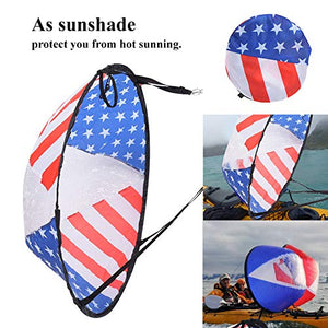 Tgoon Hot Wind Paddle, Foldable 108CM Wind Sail Paddle Flag Pattern with Transparency Window for Canoeing Kayak Sailboat