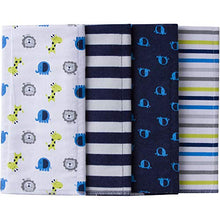 Load image into Gallery viewer, Gerber Baby 4 Pack Flannel Burp Cloth, Safari, One Size
