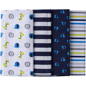 Gerber Baby 4 Pack Flannel Burp Cloth, Safari, One Size