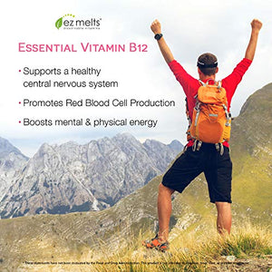 EZ Melts B12 as Methylcobalamin, 2,500 mcg, Sublingual Vitamins, Vegan, Zero Sugar, Natural Cherry Flavor, 90 Fast Dissolve Tablets