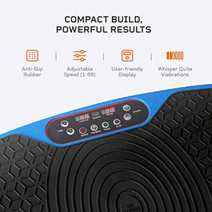 LifePro Waver Mini Vibration Plate - Whole Body Vibration Platform Exercise Machine - Home & Travel Workout Equipment for Weight Loss, Toning & Wellness - Max User Weight 260lbs (Blue)