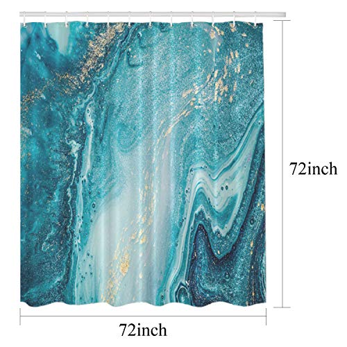Load image into Gallery viewer, Batmerry Abstract Art Marble Agate Decorative Shower Curtain, Abstract Painting in Blue Green Design Cute Long Wide with Rust Proof Grommets for Bathroom Waterproof Washable