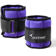 Load image into Gallery viewer, Sportneer Adjustable Ankle Weights for Women &amp; Men,Durable Ankle Wrist Arm Leg Weights Strap for Fitness, Exercise, Walking, Jogging, Gym, Aerobics, Workout,1-5 lbs Each Pack, 2 Pack 2-10 lbs,Purple
